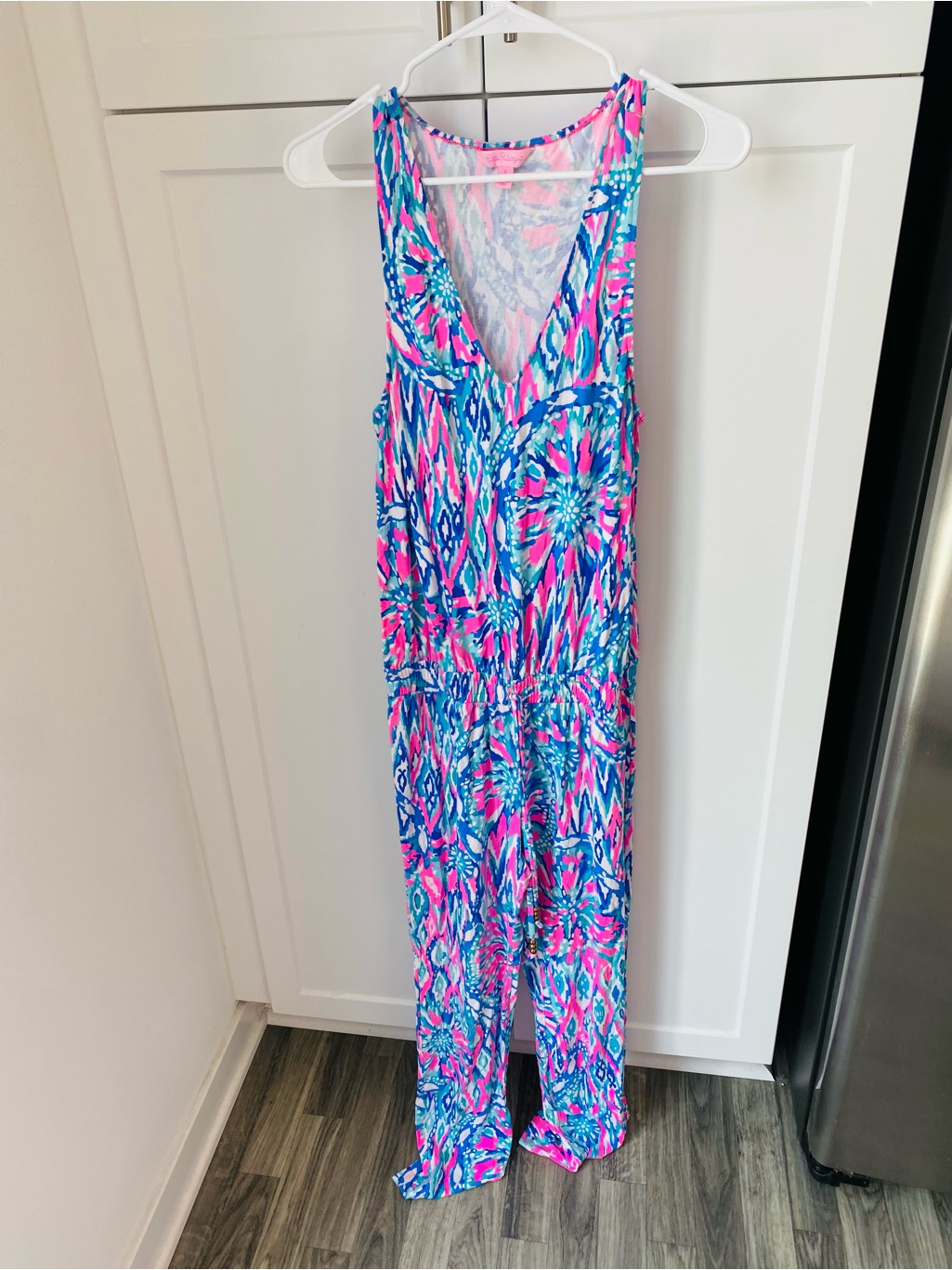 Lilly Pulitzer Womens Small Sleeveless Pink & Blue Printed Jumpsuit